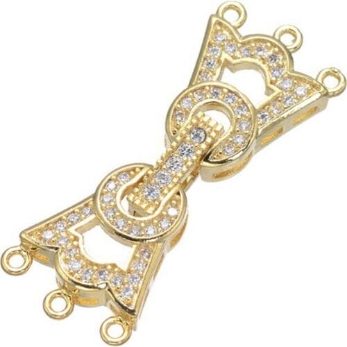 High Quality Copper Micro Pave CZ Rhinestone Connectors Clasps for 3 layers pearls/beaded chains Jewellery Findings & Component