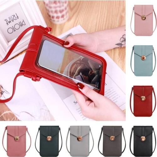 2021 Women Bag Touch Screen Cell Phone Purse Smartphone Wallet Leather Shoulder Strap Handbag