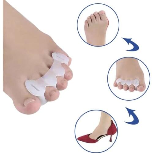 1 Pair Three Hole Silicone Hallux Valgus Corrector Toe Finger Separator Bunion Overlapping Hammer Toe Orthopedic Foot Care Tool