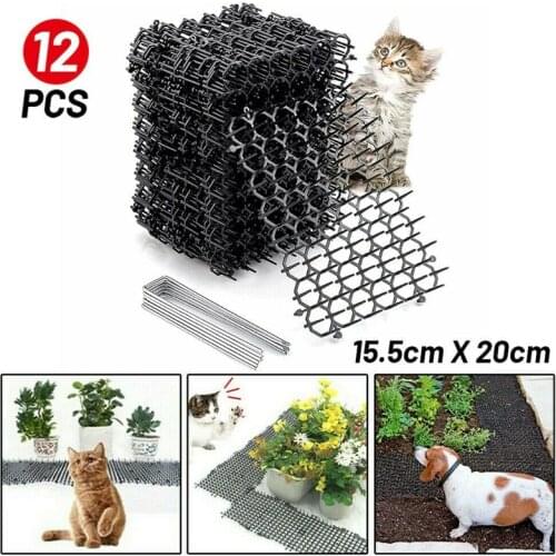 12PCS/Set Cat Mats Anti-cat Garden Gatos Dogs Repellent Mat Prickle Strips Keep Cats Away Safe Plastic Spike 15.5CM*25CM