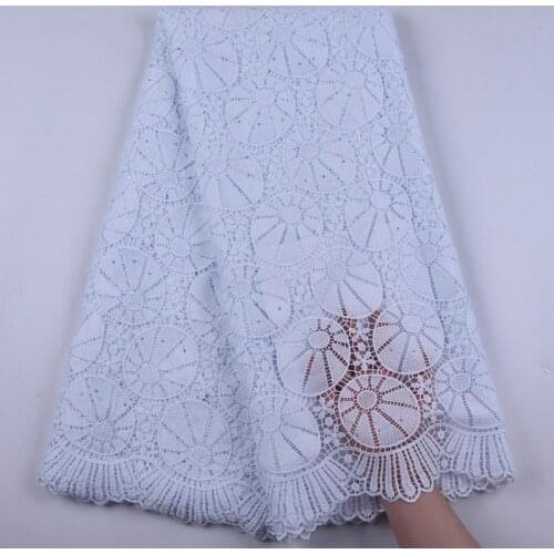 2020 Latest Pure white African Lace Fabrics High Quality Lace Guipure Cord Lace Fabric Nigeria Water soluble Lace For Party