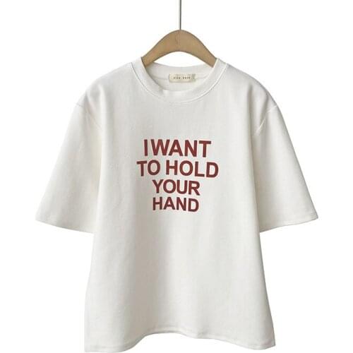 2021 Women Summer T Shirt Short Sleeve Letter Print Women White Cotton T-Shirts Vintage High Quality Tops For Women Tees Blusa