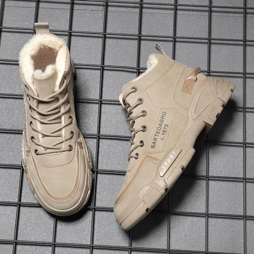 2021 Winter Snow Boots Men Plush Warm Snow Shoes Thick Bottom Waterproof Ankle Boots