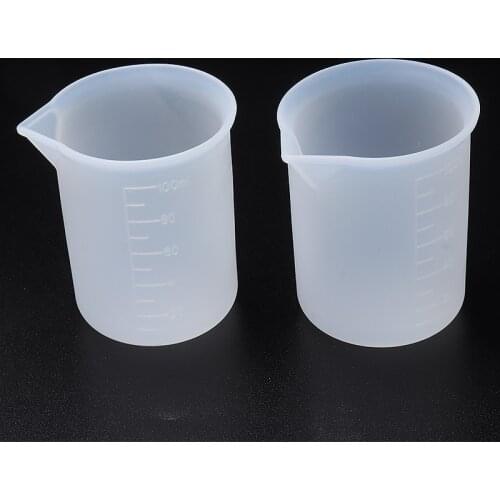4PCS Silicone Measuring Cups 100ml White Epoxy Resin Cup DIY Crystal Epoxy Dispensing Mixing Stirrer Dropper Measuring Cup