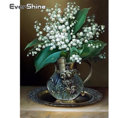 Evershine Diamond Painting Flowers Vase Diamond Embroidery Floral Cross Stitch Kit Diamond Mosaic Full Drill Rhinestones Decor