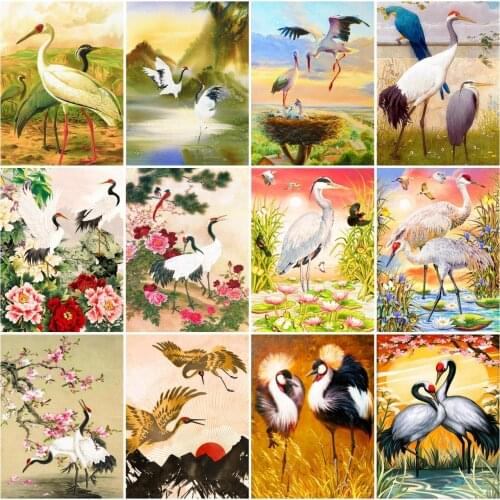 AZQSD 5D Diamond Embroidery Crane Mosaic Diamond Painting Animal Cross Stitch Kits Rhinestones Handicraft Home Decoration Gift