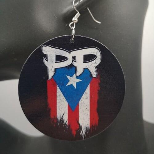 Free Shipping!Round puerto rico Map Hoop Earrings