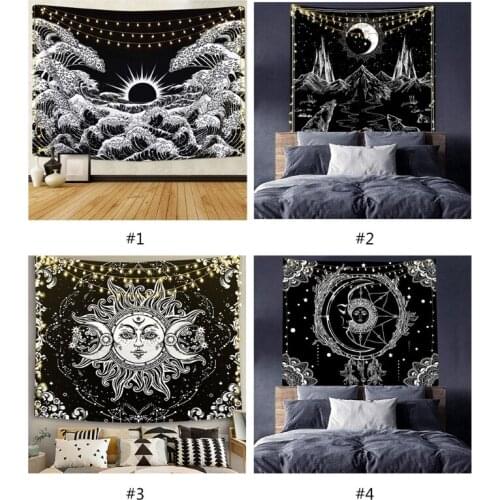 Large Tapestry White Black Sun Moon Skull Tapestries Wall Hanging Celestial Hippie Carpet Rugs Dorm Home Decor