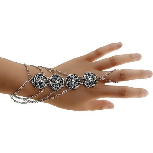 Bohemian Coin Charm Slave Bracelets For Women Vintage Silver Color Bracelet Gypsy Ethnic Tribal Festival Indian Jewelry Turkish