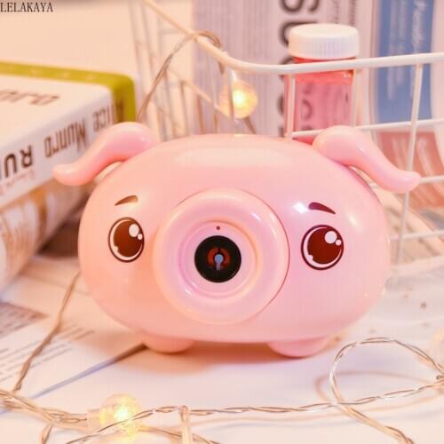Childrens Camera bubble machine Maker Electric Light Music Toys Cartoon Style Dinosaur Pig Rabbit Cat Summer Outdoor Bubble Gun