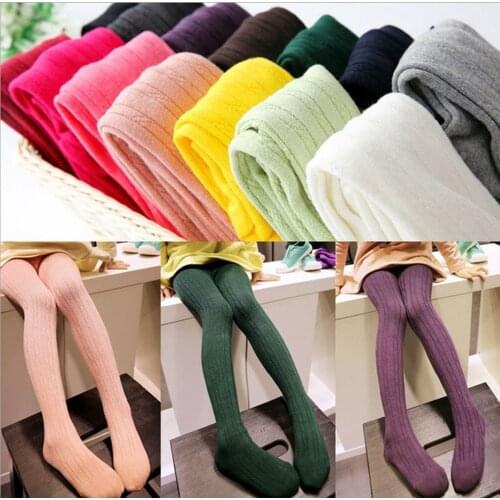 Girls Tights Stockings Spring Autumn Thicken Kids Warm Stockings Candy Color Cotton Slim Tights