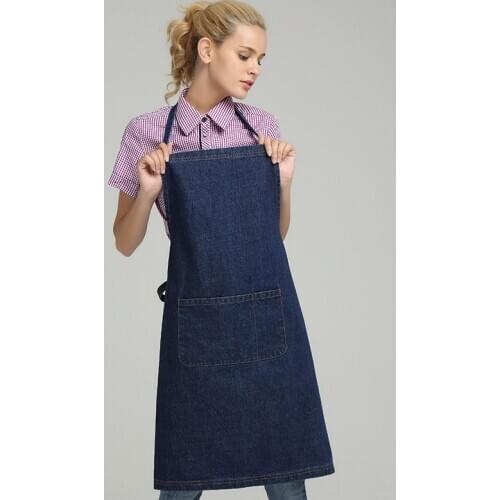 New fashion denim aprons men and women neck hanging kitchen baking painting apron dining uniforms