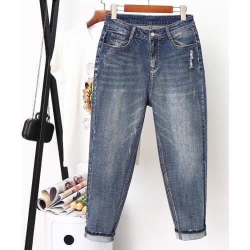 Spring Autumn Ripped Jeans For Women Jeans Woman Plus Size XL-5XL Casual High Waist Ladies Vintage Harem Pants Vaqueros Mujer