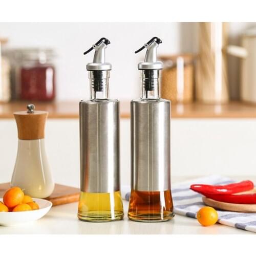 50PCS 11oz Cruet Food Grade Stainless Steel Leak proof Oil Dispenser Bottle Vinegar Sauce Kitchen Tool