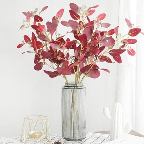 Artificial Leaves Multi-purpose Bright-colored Faux Silk Flower Simulation Eucalyptus Leaves Display for Home Decor Accessories