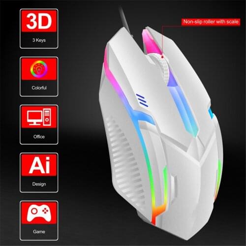 Kebidu USB breathing lighting Mouse keyboard set mouse for computer peripherals Pc gamer with wired keyboard Colorful backlit