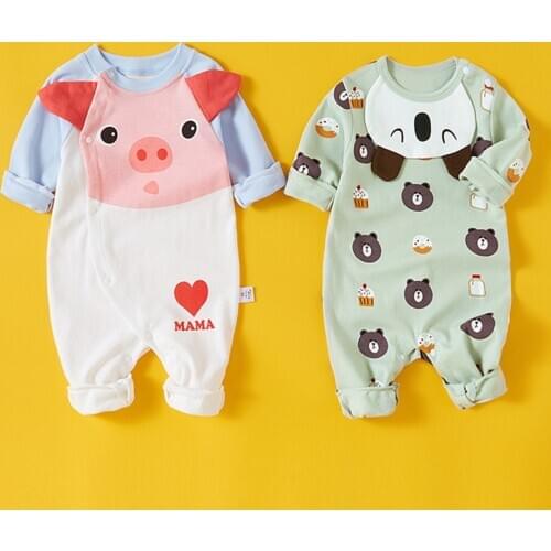 Baby Girls Rompers Cotton Long Sleeve Cartoon Home Wear Boy Baby Jumpsuit Soft Co-neck Autumn Sleepwear Pyjama Baby Jumpsuit