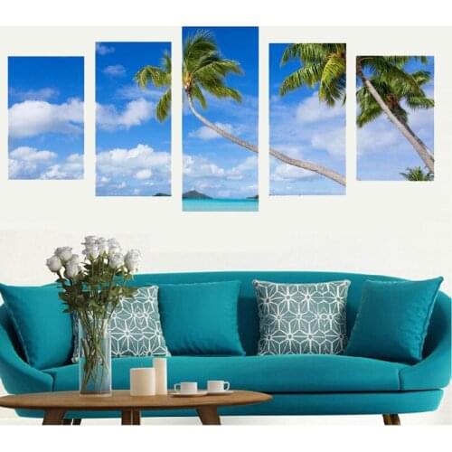 Beautiful Poster Picture Coconut Palm Sunshine Beach Spray Painting on Fabric Cloth High Definition Canvas Printings for Bedroom