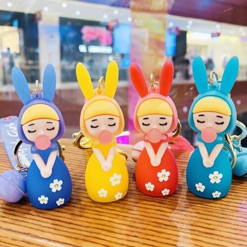 Creative Fashion Bubble Gum Girl Anime Keychain CartoonCute Schoolbag Charm Keychain Fun Personality Men and Women Gift Keychain