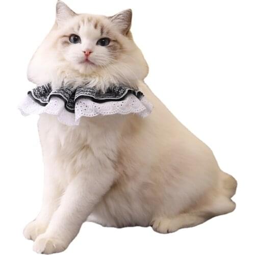 Pet Lace Bib for Cats and Dogs Moisture Absorption Skin-Friendly Fashion All-Match Lace Macrame with Bell Easy To Wear 2021 New