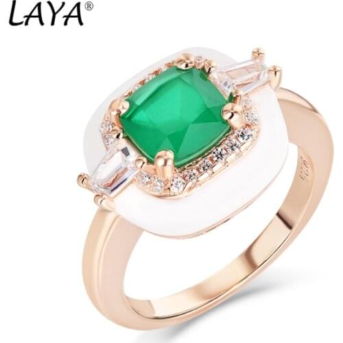 Laya Silver Ring For Women Pure 925 Sterling Silver Fashion Personality High Quality Zircon White Black Enamel Fine Jewelry