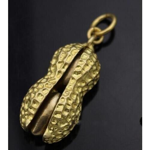 Copper Chinese Wind Can Open Peanut Handmade Car Key Chain Pendant Plant Longevity Fruit Statue