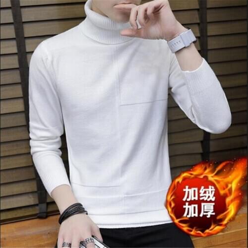Autumn Winter MenS Sweater MenS Turtleneck Solid Color Casual Sweater Mens Slim Fit Brand Knitted Pullovers