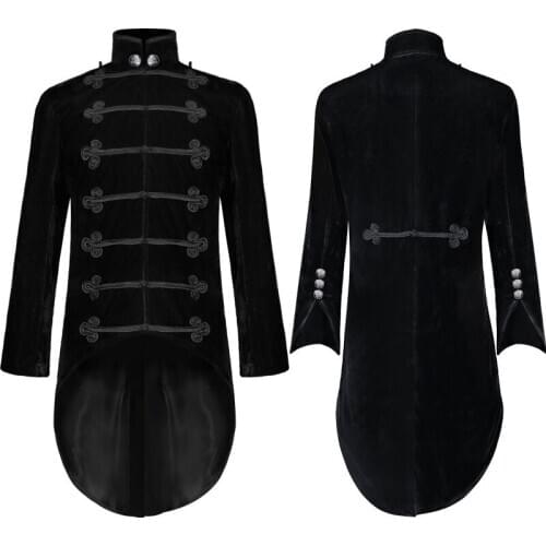 Men Golder Fleece Vintage Luxury Steampunk Cosplay Custome Coat Retro Gothic Halloween Costume For Party Tailcoat Tuxedo Jacket