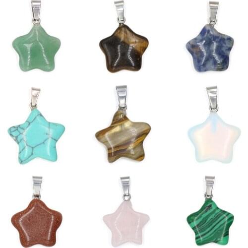 New Natural Tiger Eye Stone Turquoises Crystal Agates Star Charms Pendant for DIY Earring Necklace Jewelry Making 5pcs Wholesale