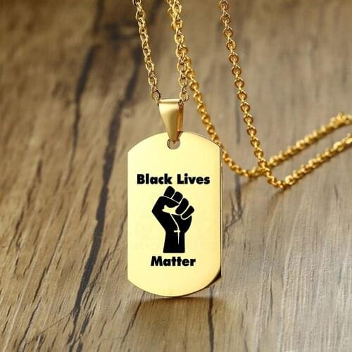 Spot U.S. protest black lives matter golden army necklace stainless steel dog tag custom