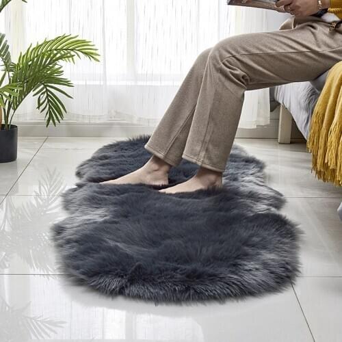 Living Room Plush Floor Rugs Mats Kids Room Faux Fur Area Rug Carpet Solid Fluffy Soft Shaggy Carpet Artificial Sheepskin WY711