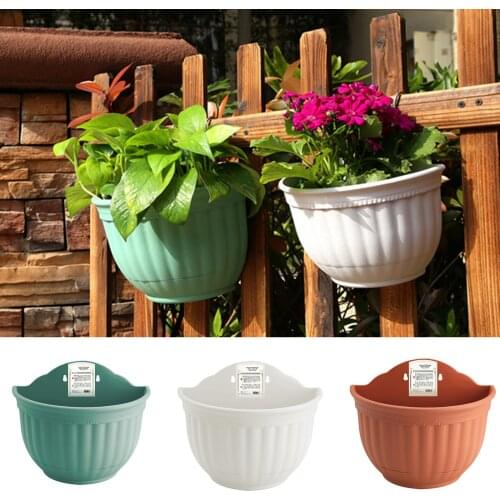 Hanging Planter Vintage Wall-Mounted Flowers Pot with Hanging Holes Decorative Plants Basket Container for Porch Outdoor TN88