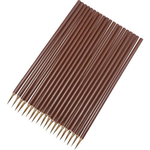 20 Pcs Brown Hook Line Pen Chinese Calligraphy Watercolor Wolf Hair Brush Artist art Acrylic Acid Student Learning Stationery