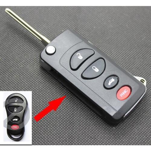 PINECONE for DODGE AVENGER JOURNEY NITRO CHRYSLER Key Case 3+1 Buttons Uncut Blank Brass Blade Modified Remote Key Shell 1PC