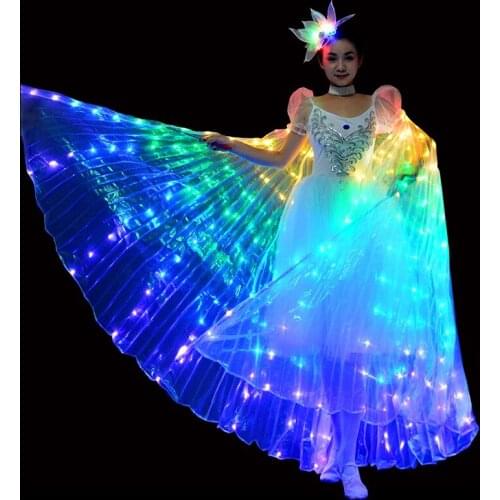 LED dance wings butterfly glow dance halloween colorful fluorescent show christmas belly Led Dance Costume luminous clothes