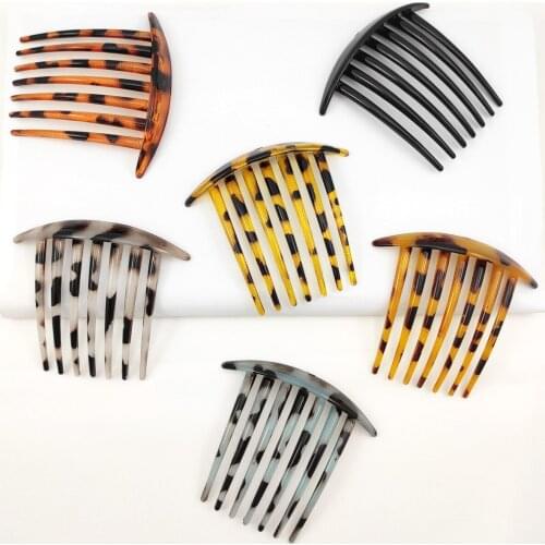 6 Pcs/Pack 10*9cm Girls Colorful DIY Leopard Pattern Hair Combs 7 Teeth Women Clip Pin Plastic Jewelry Accessories