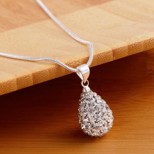 Hot Beautiful noble AAA Zircon Drop-Shaped Pendant 925 Sterling Silver Necklace For Women Fashion party Jewelry Gifts
