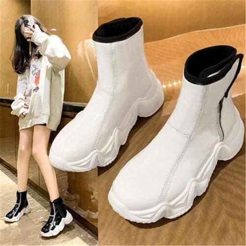 Winter Fashion High Quality Platform Boots Women Wedges Keep Warm Solid Color Snow Short Booties Round Toe Street Style Shoes