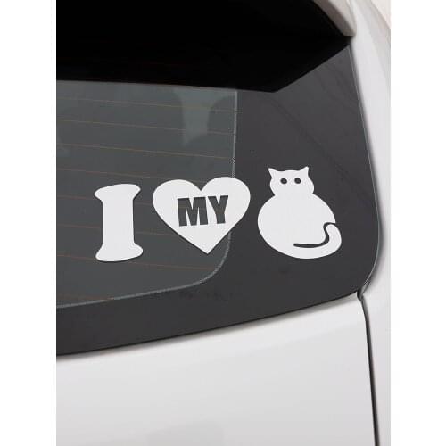 ZTTZDY 21.6*9.4CM I Love My Cat Car Sticker Fat Cat Vinyl Decal Black/Silver ZJ4-0131
