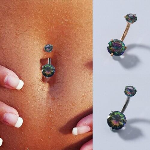 1Pcs Anti Allergy Simple Lounger Titanium Earrings Ear Nail Belly Button Rings Navel Piercing Fashion Sexy Double Zircon