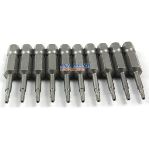 10 Pieces Magnetic Security Torx Screwdriver Bit S2 Steel 1/4" Hex Shank 50mm Long T7 Tip (50mm x T7)