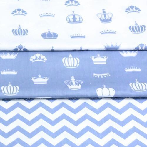 100% cotton nordic wind WHITE BLUE crown chevron twill cloth DIY for kids crib tent cushions handwork decor patchwork tissue