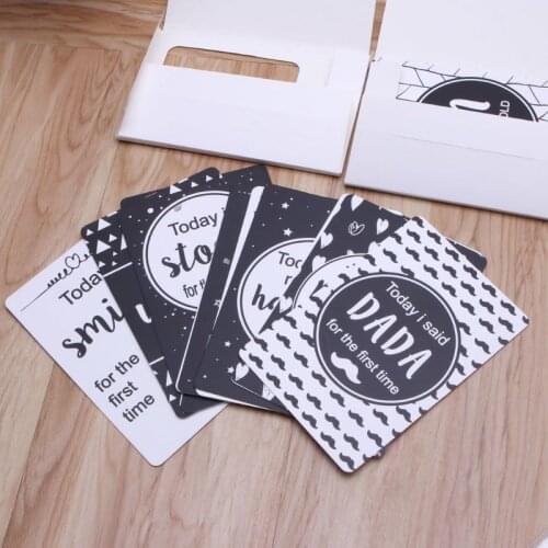 12 Pcs/Set Month Card Baby Monthly Newborn Photos Funny Cartoon Photography Photo Cards Stickers 97BC