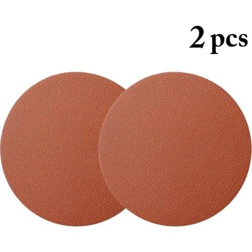 2 PCS Faux Leather Coaster Round Waterproof Tea Cup Milk Coffee Coaster Dining Table Bowl Pads For Kitchen Restaurant Cafe