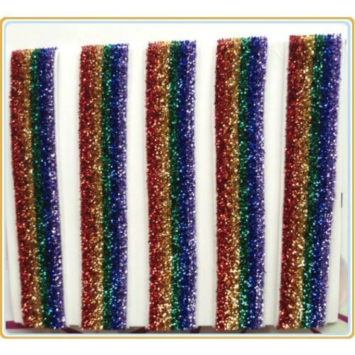 Price Negotiated) 5/8" Rainbow Stripes Stretch Glitter Velvet Ribbon