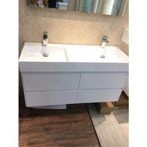 1200mm Wall Mounted Solid Surface Stone Double Sinks Soild Wood Bathroom Vanity Cloakroom Cabinet Oka Furniture 2090