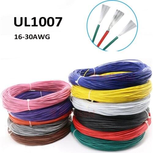UL1007 Electronic Wires Environmental Protection Cable Line 16Awg 18 20 22 24 26 28 30AWG Multicolor
