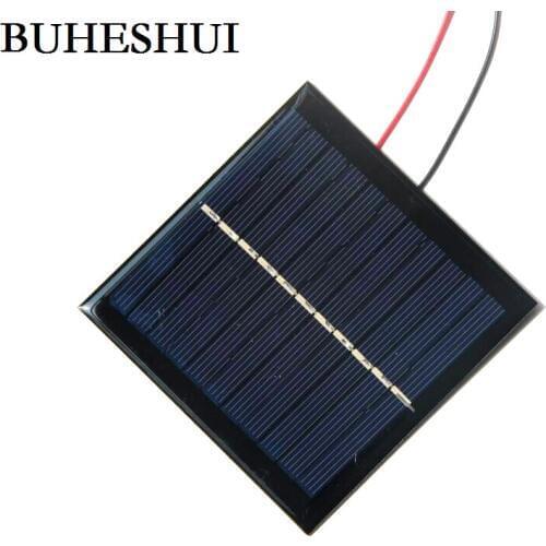 BUHESHUI 5.5V 1W Epoxy Solar Panels+Cable Small Solar Power 3.7V Battery Charger System Solar Led Light Solar Cell Study 95*95MM