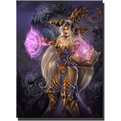 Fantasy Witch Dragon Book Diamond Painting Full Square round Drill 5d diy mosaic diamond Embroidery Darkness Woman art EE1984