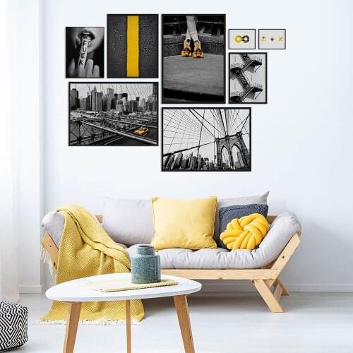 Photograph Manhattan Landscape Picture Home Decor Nordic Canvas Painting Wall Art Yellow Style Scenery Poster for Living Room